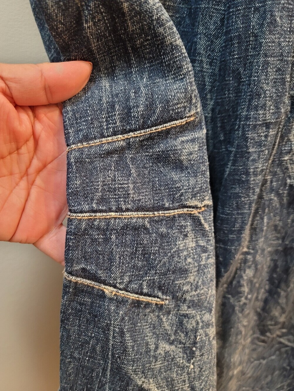 Vintage Blue Dot Wide-Leg Denim Culottes Cropped Gaucho Jeans - 6 - 100% Cotton - Picture 5 of 12